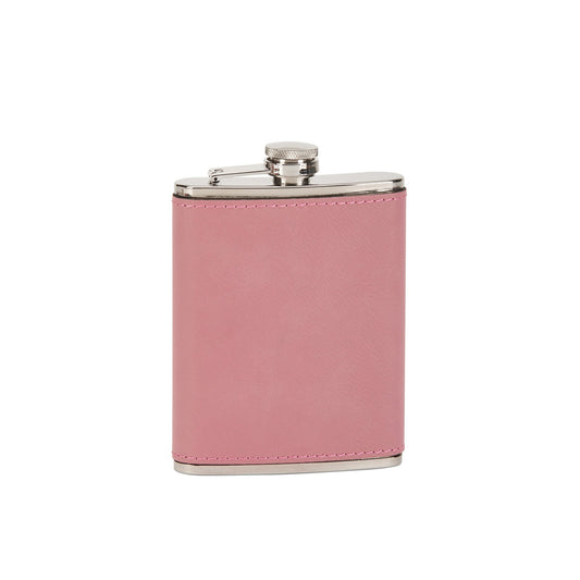 Leatherette Flask, Pink 8 Oz-0