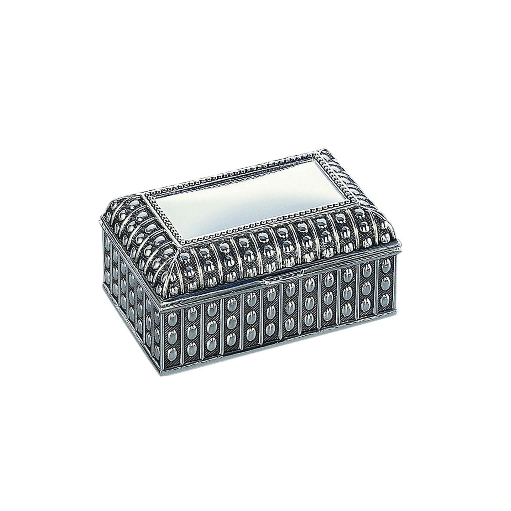 Silverplated Rectangular Box with Beaded Antique Design, 2.25"-3
